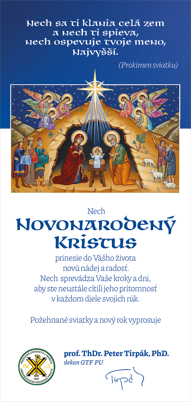Vianočný pozdrav dekana GTF